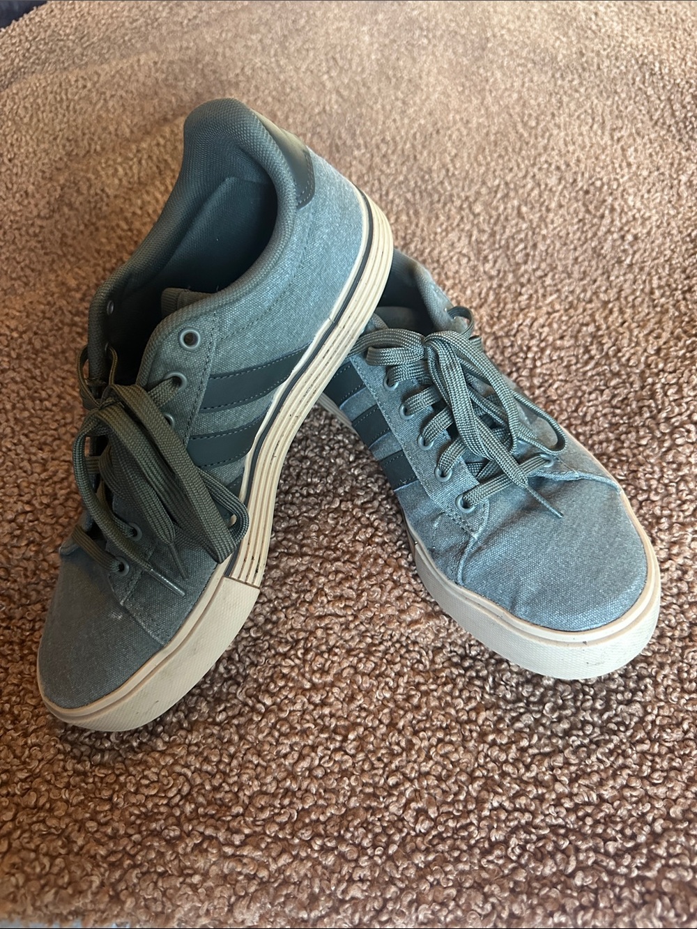 adidas Teal Canvas Low-Top Sneakers with Black Stripes